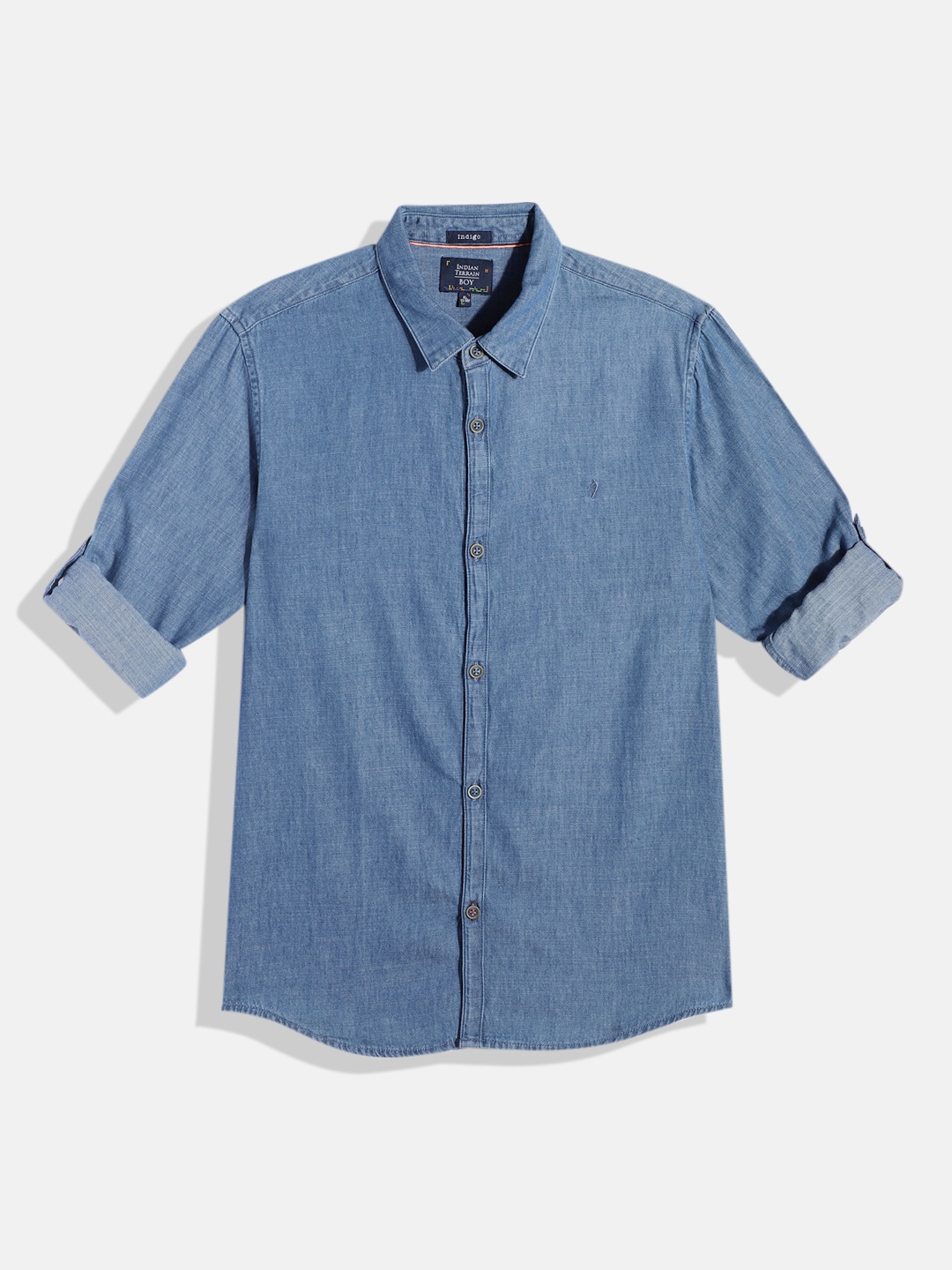 

Indian Terrain Boys Faded Denim Shirt, Blue
