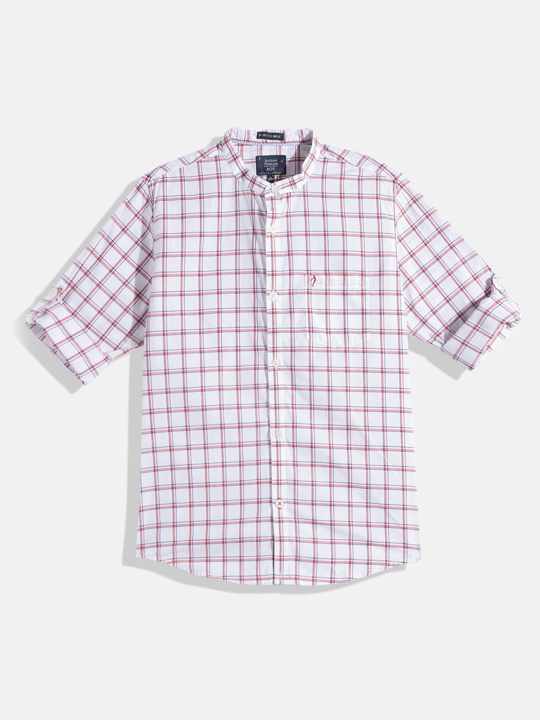 

Indian Terrain Boys Straight Regular Fit Tartan Checks Opaque Pure Cotton Casual Shirt, White