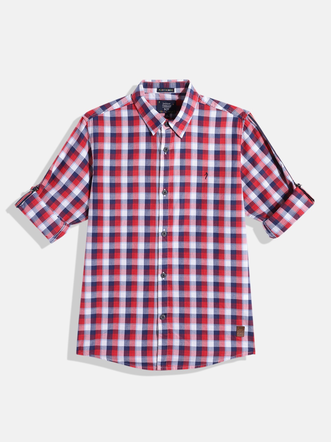 

Indian Terrain Boys Straight Checked Pure Cotton Casual Shirt, Red