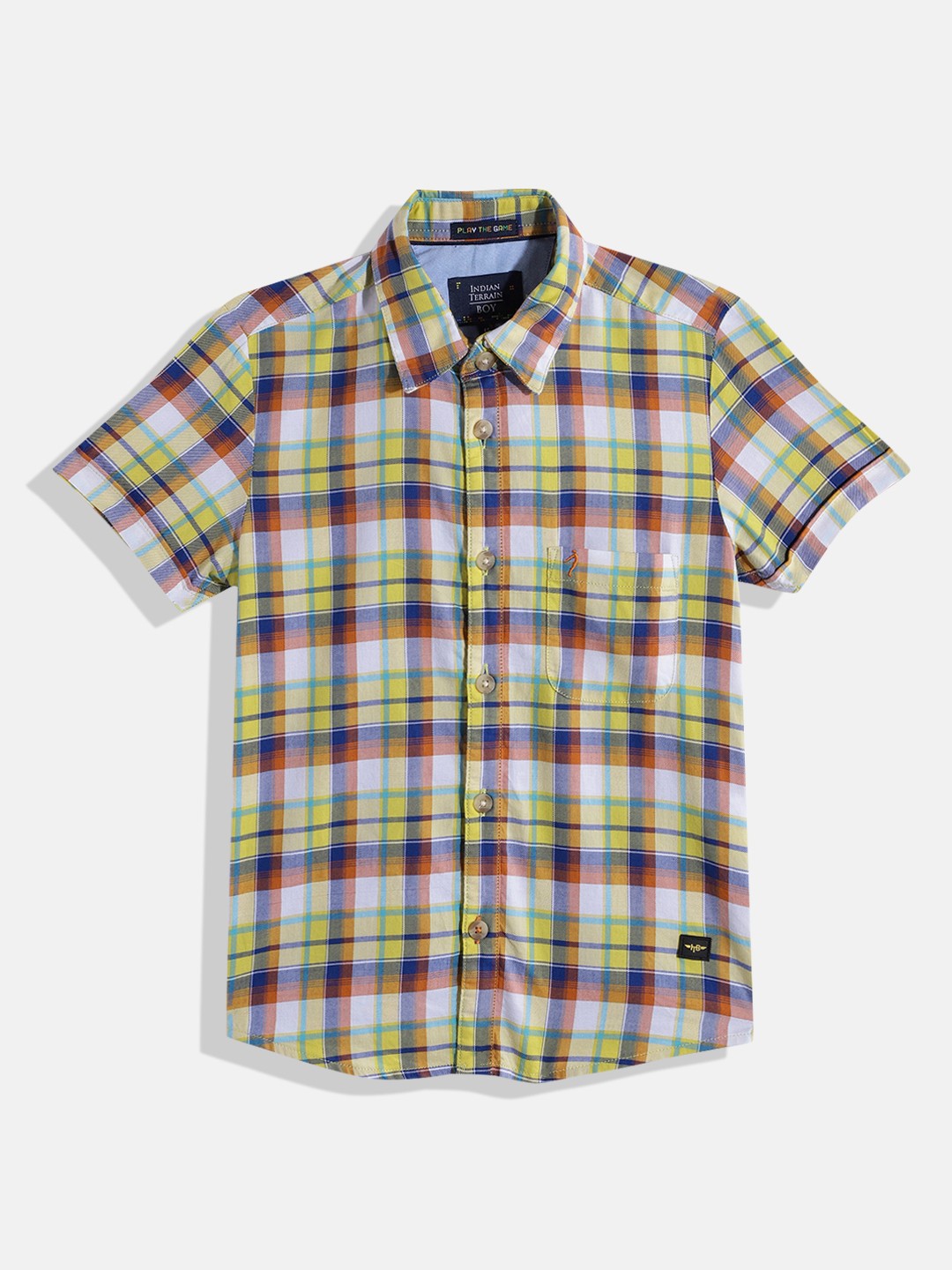 

Indian Terrain Boys Cotton Straight Tartan Checked Shirt, White