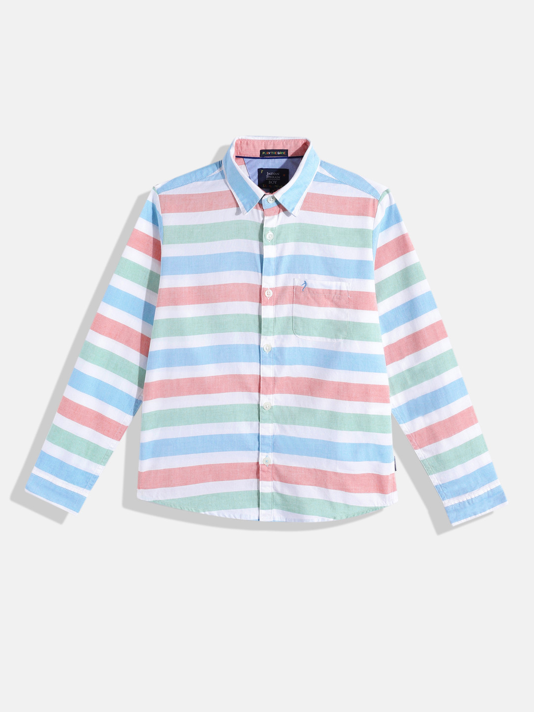 

Indian Terrain Boys Horizontal Striped Pure Cotton Casual Shirt, Multi