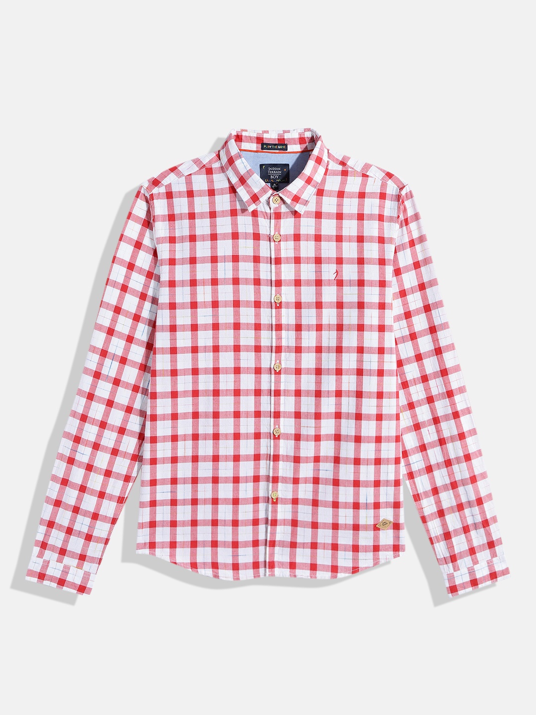 

Indian Terrain Boys Straight Checked Pure Cotton Casual Shirt, Red