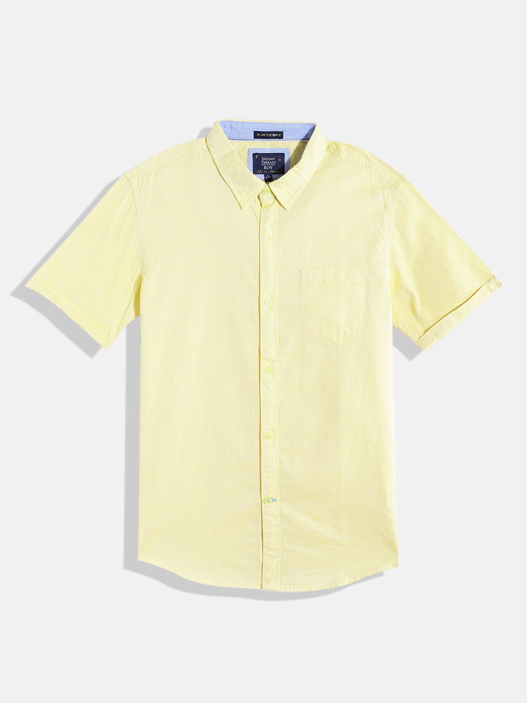 

Indian Terrain Boys Pure Cotton Straight Casual Shirt, Yellow