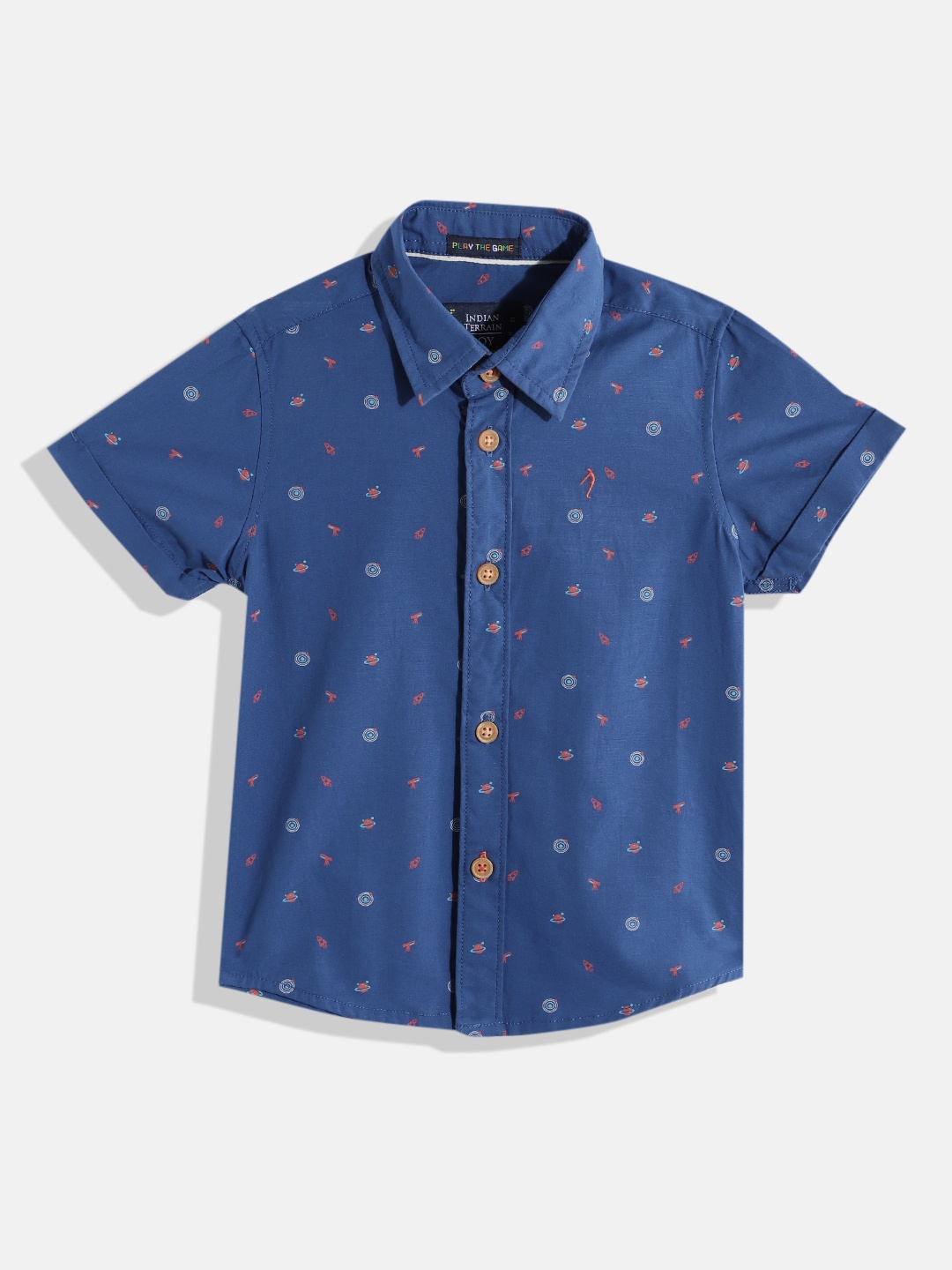 

Indian Terrain Boys Straight Printed Pure Cotton Casual Shirt, Blue