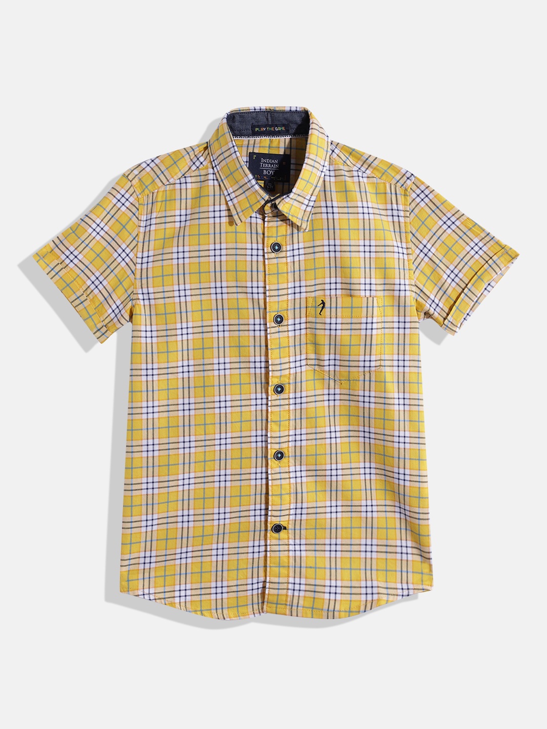 

Indian Terrain Boys Cotton Straight Tartan Checked Shirt, Yellow