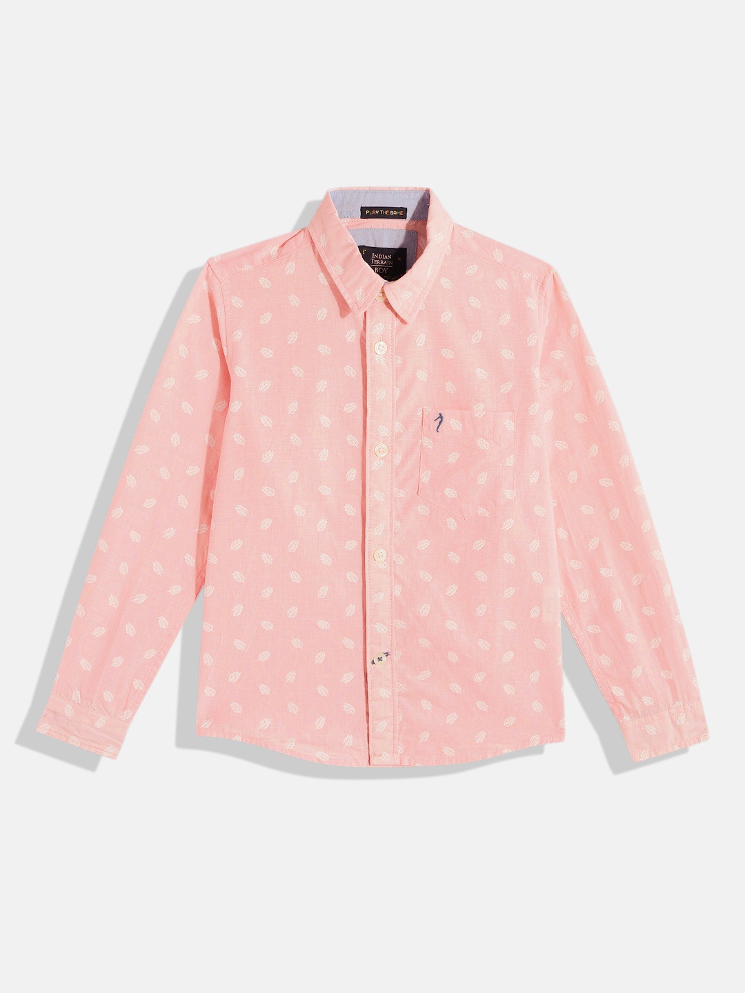 

Indian Terrain Boys Straight Regular Fit Floral Opaque Printed Pure Cotton Casual Shirt, Peach