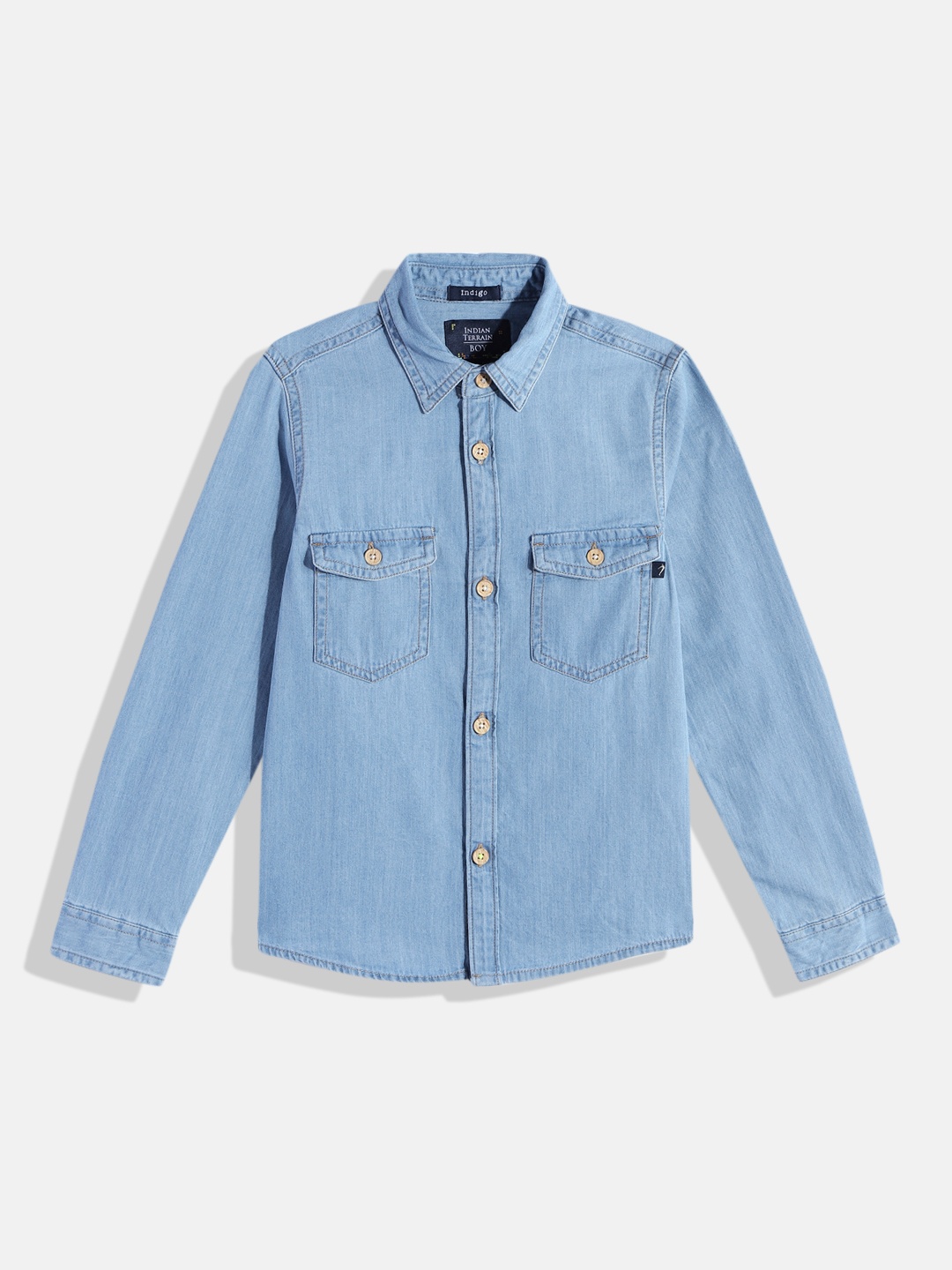 

Indian Terrain Boys Faded Denim Shirt, Blue