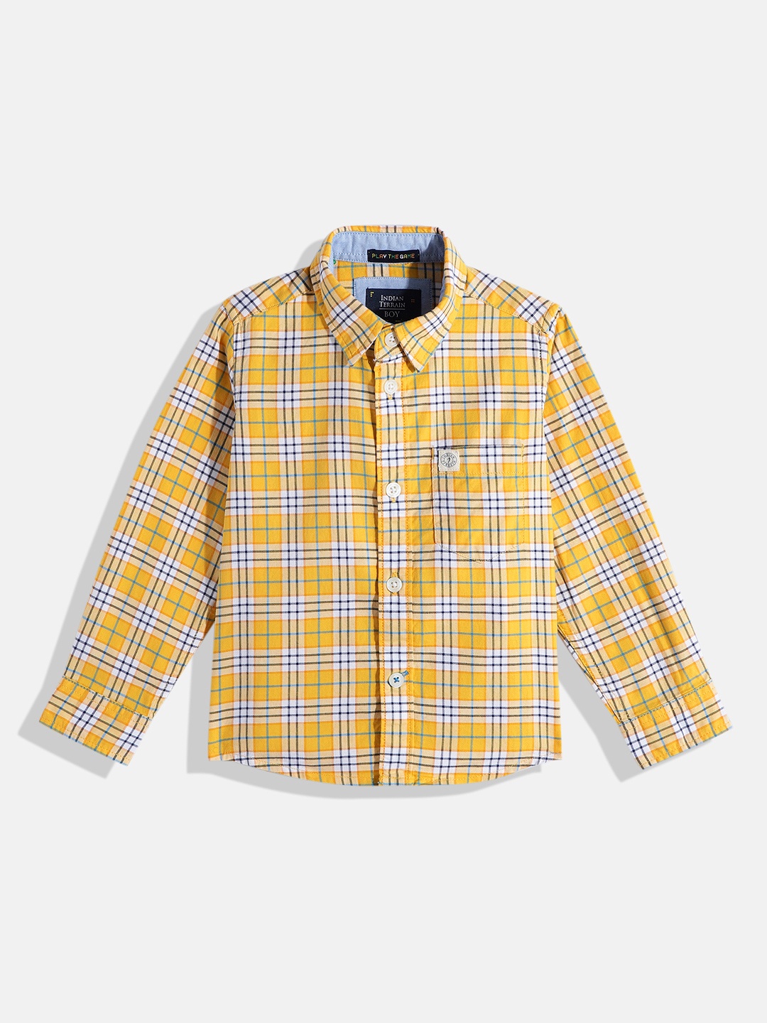 

Indian Terrain Boys Checked Pure Cotton Casual Shirt, Yellow