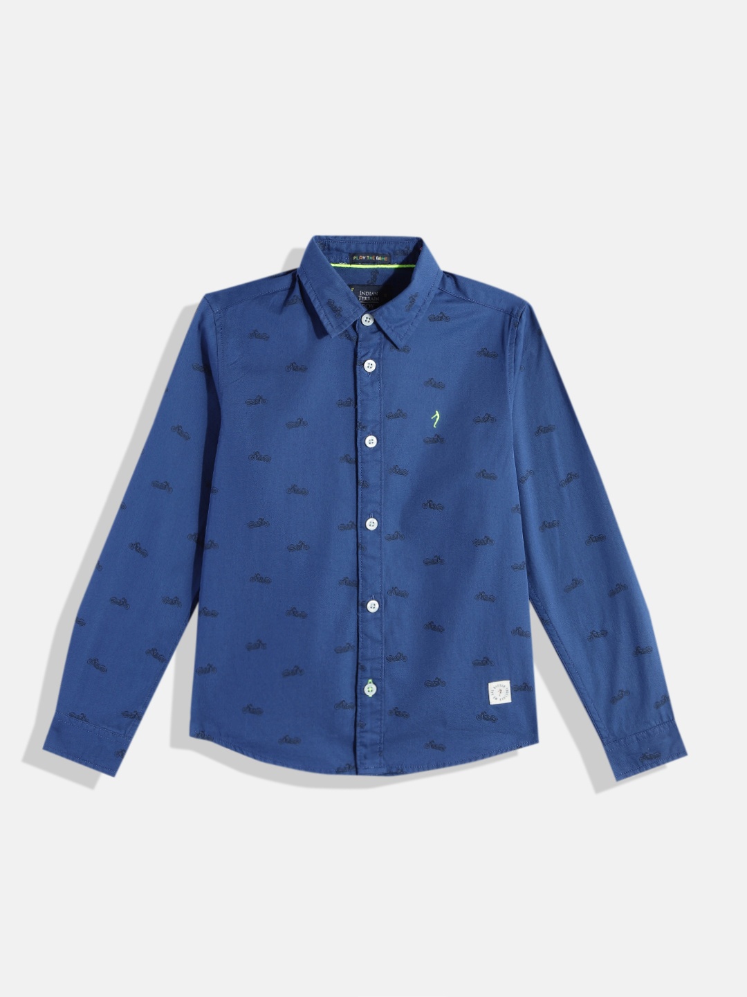 

Indian Terrain Boys Printed Pure Cotton Casual Shirt, Navy blue