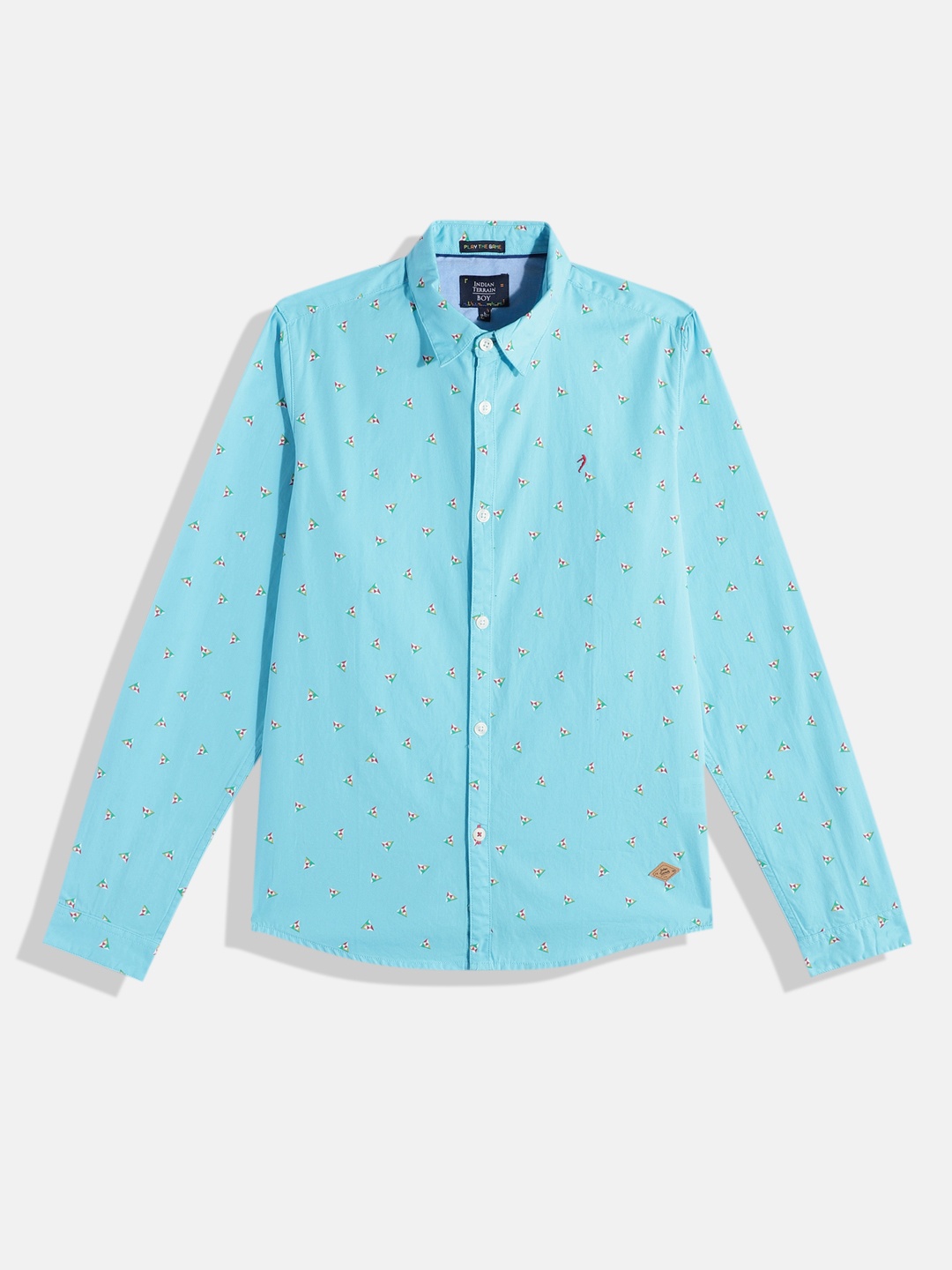 

Indian Terrain Boys Printed Pure Cotton Casual Shirt, Blue