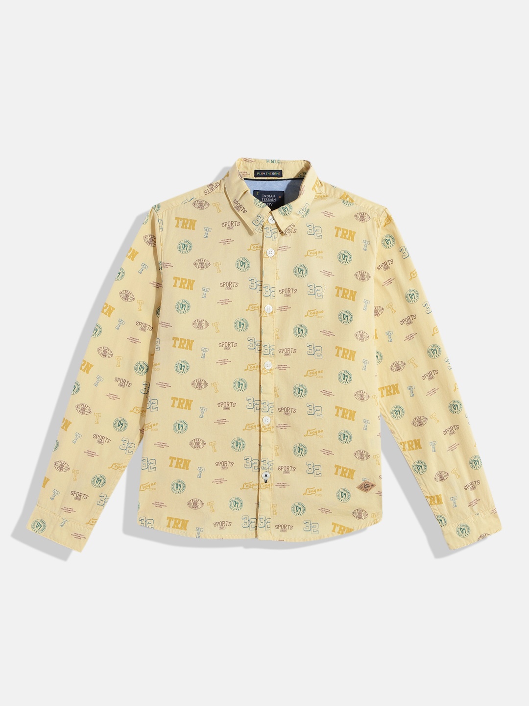 

Indian Terrain Boys Straight Printed Pure Cotton Casual Shirt, Yellow