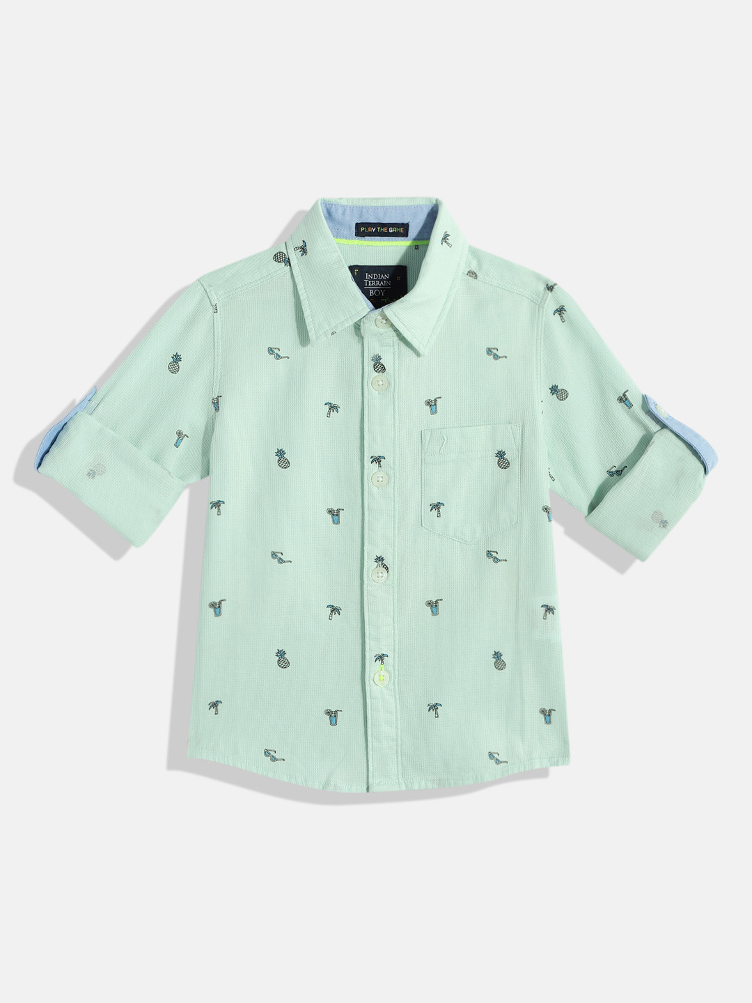

Indian Terrain Boys Printed Pure Cotton Casual Shirt, Green