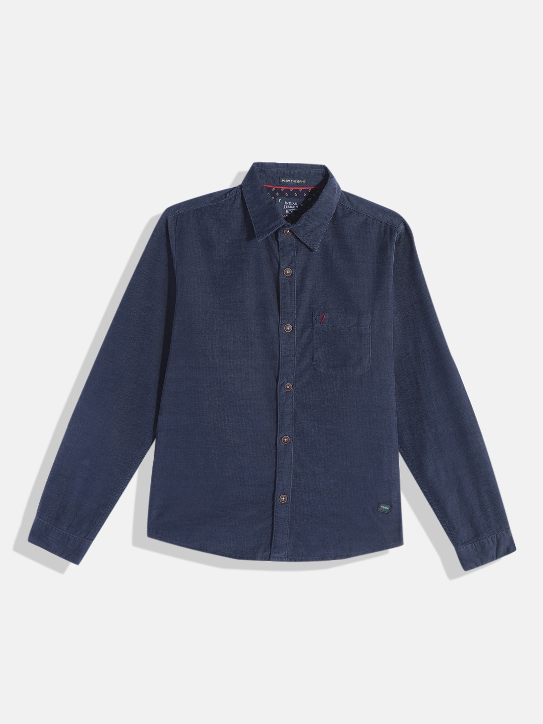 

Indian Terrain Boys Straight Opaque Corduroy Casual Shirt, Navy blue