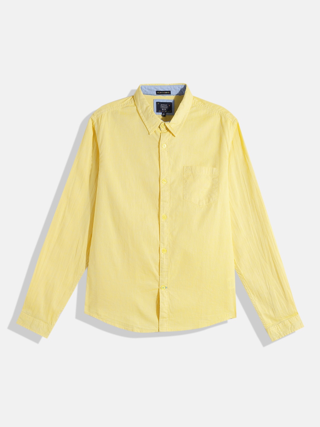 

Indian Terrain Boys Straight Pure Cotton Casual Shirt, Yellow
