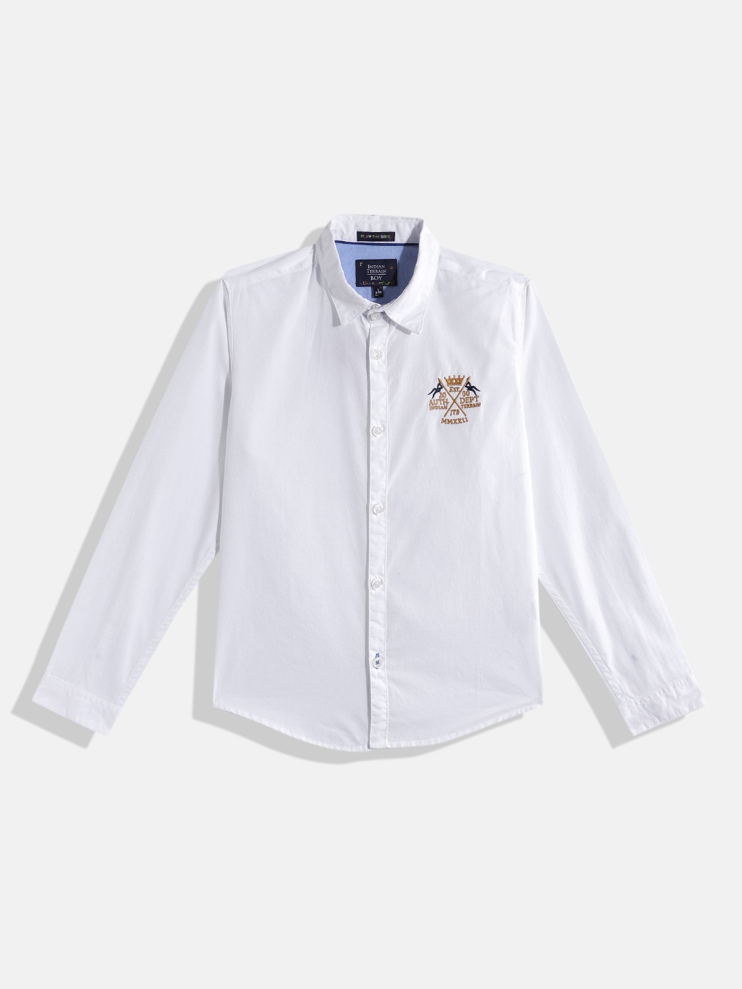 

Indian Terrain Boys Straight Pure Cotton Casual Shirt, White