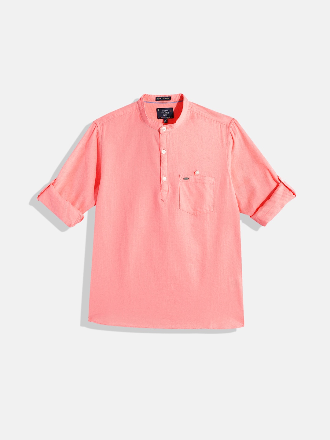 

Indian Terrain Boys Solid Pure Cotton Casual Shirt, Pink