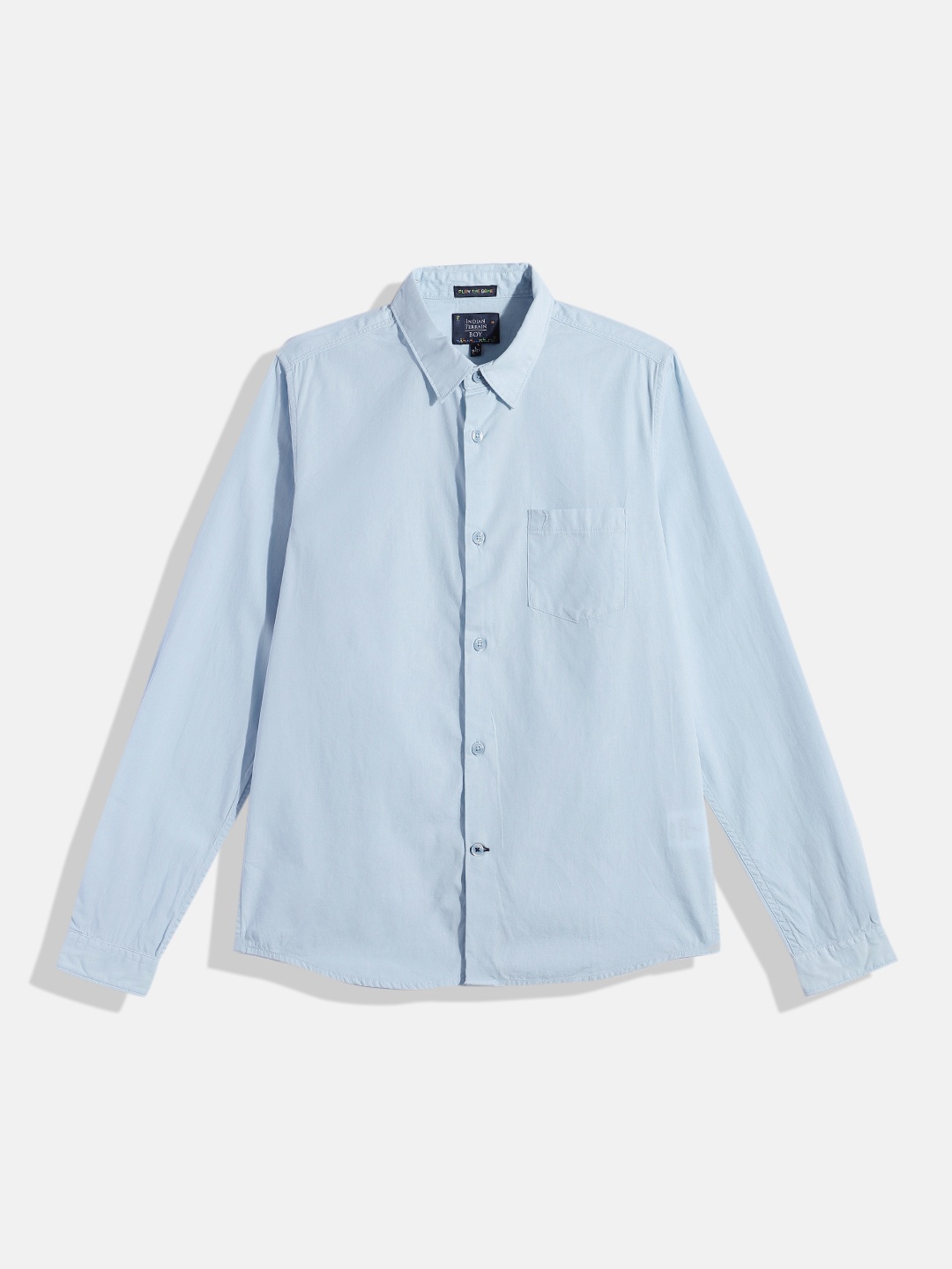 

Indian Terrain Boys Solid Pure Cotton Casual Shirt, Blue