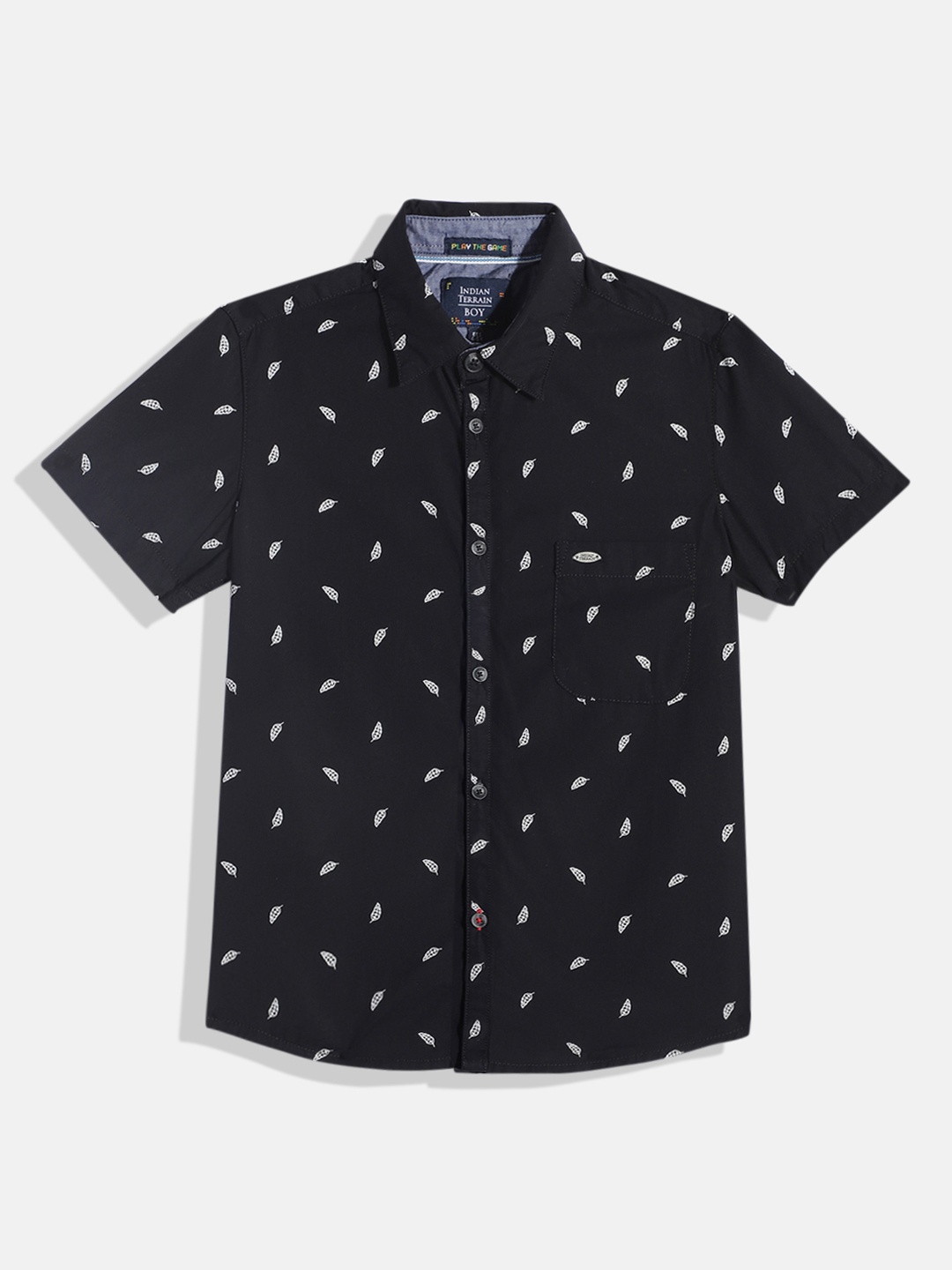 

Indian Terrain Boys Printed Pure Cotton Casual Shirt, Black
