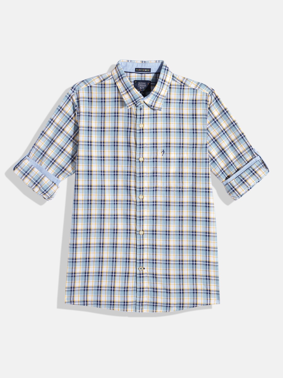 

Indian Terrain Boys Tartan Checked Casual Shirt, White