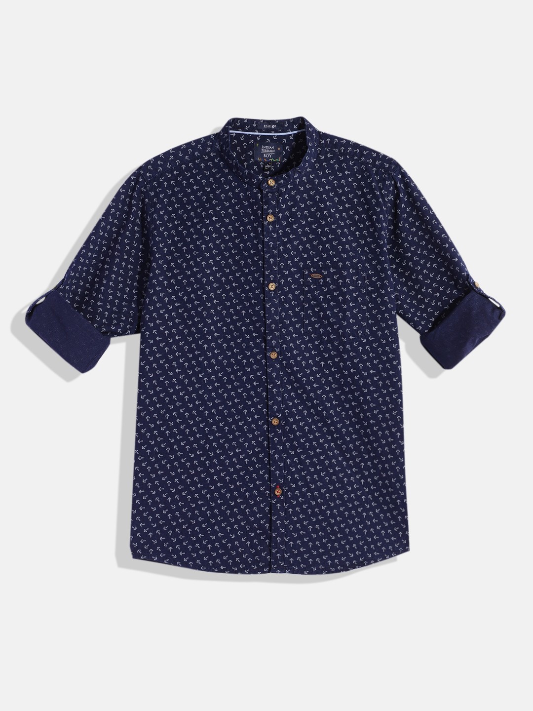 

Indian Terrain Boys Printed Pure Cotton Casual Shirt, Navy blue