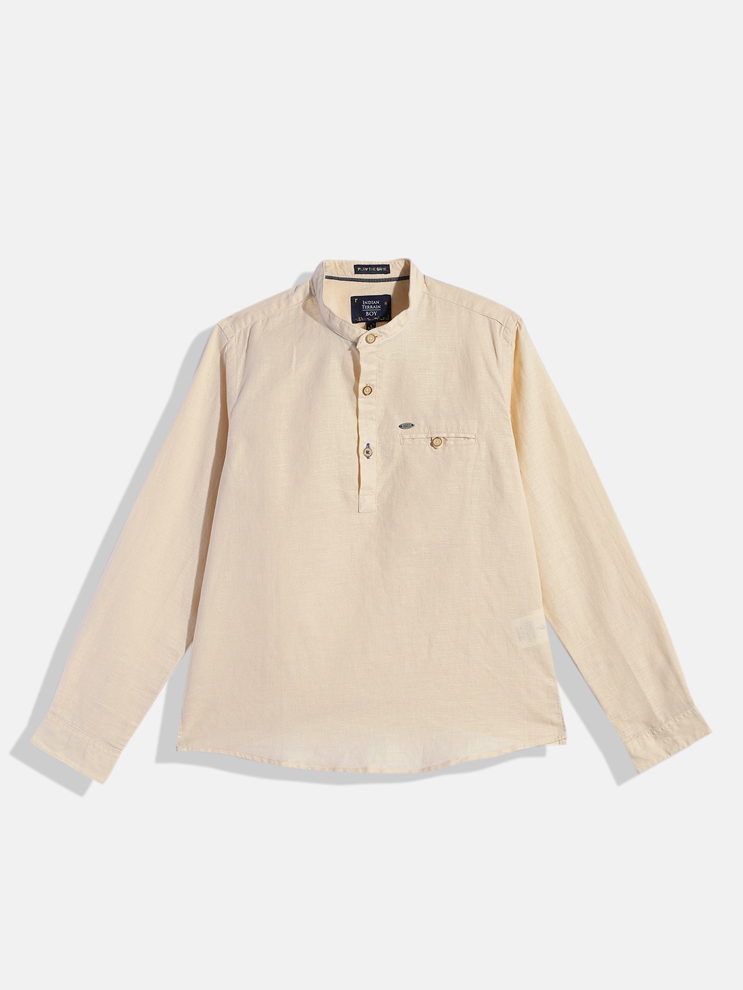 

Indian Terrain Boys Band Collar Casual Shirt, Off white