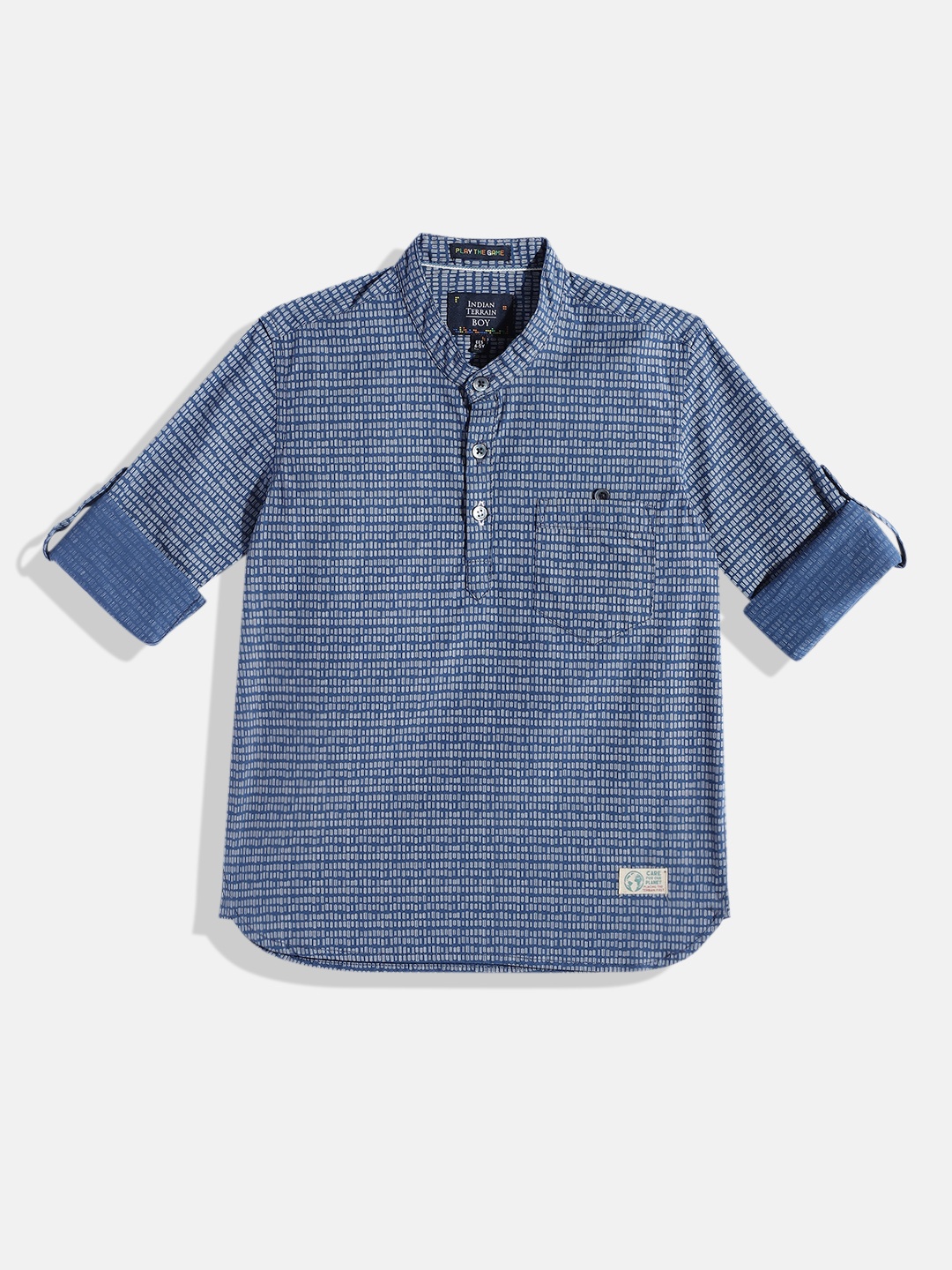 

Indian Terrain Boys Printed Pure Cotton Casual Shirt, Navy blue