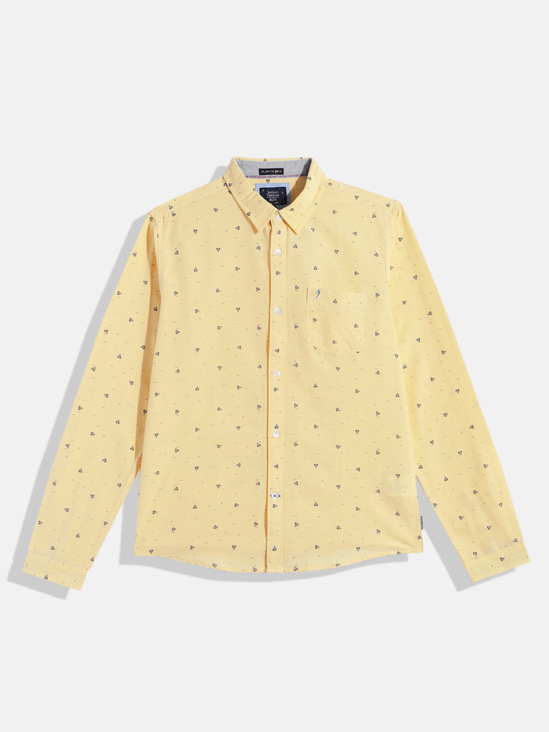 

Indian Terrain Boys Printed Pure Cotton Casual Shirt, Yellow