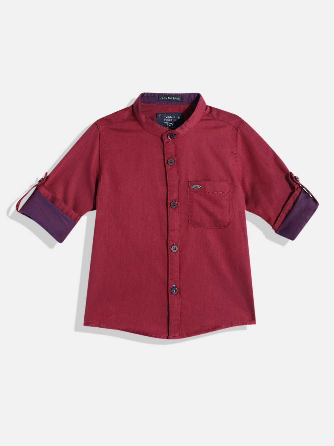 Indian Terrain Boys Pure Cotton Casual Shirt, Maroon