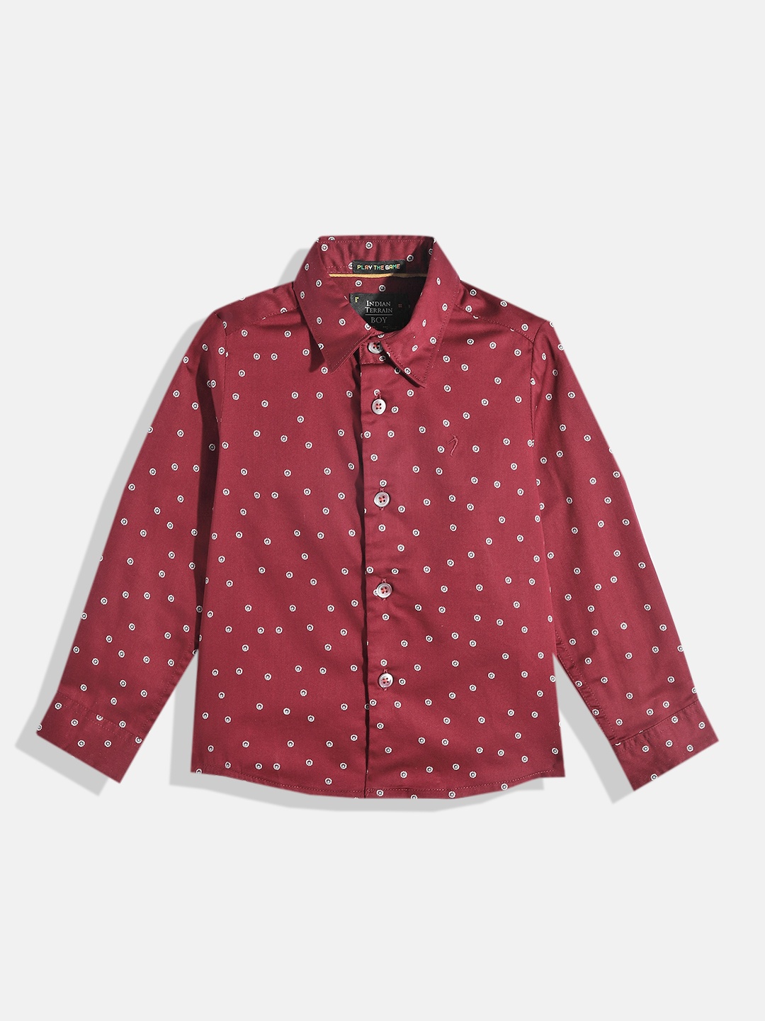 

Indian Terrain Boys Printed Pure Cotton Casual Shirt, Maroon