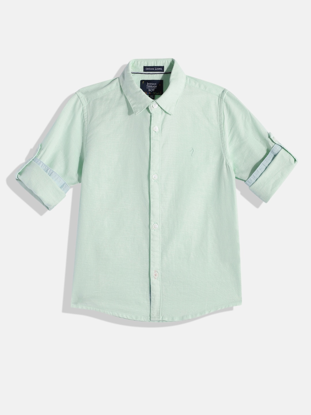

Indian Terrain Boys Straight Opaque Cotton Linen Casual Shirt, Sea green