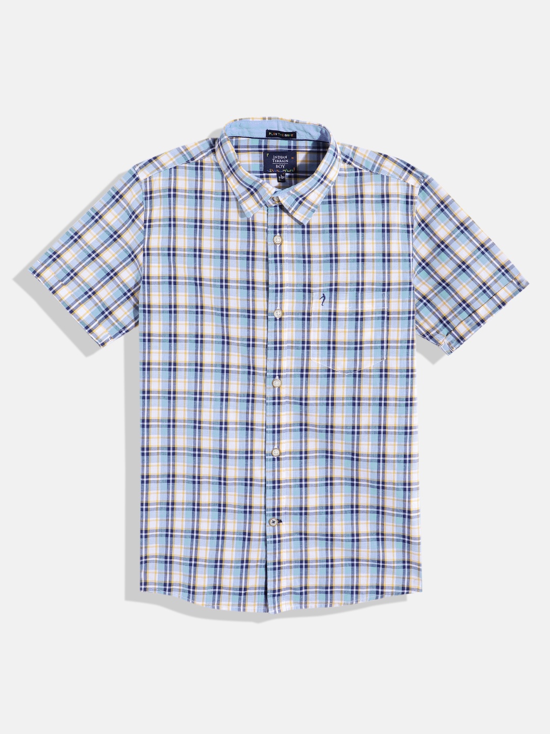 

Indian Terrain Boys Straight Tartan Checked Casual Shirt, White