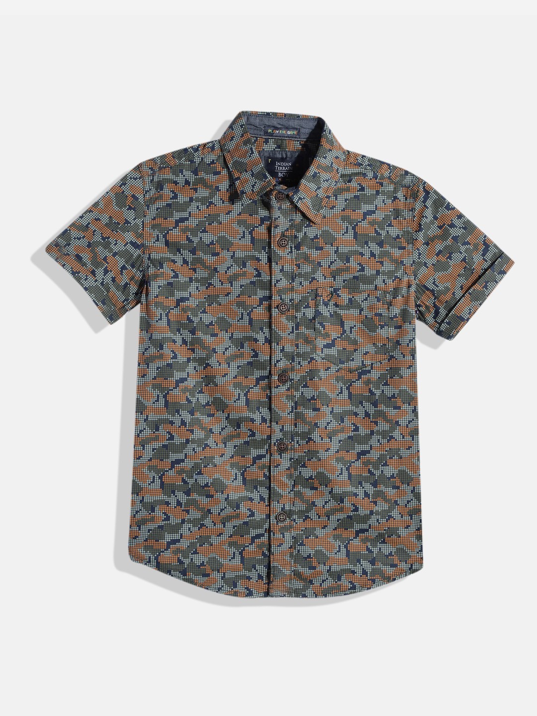 

Indian Terrain Boys Printed Pure Cotton Casual Shirt, Olive