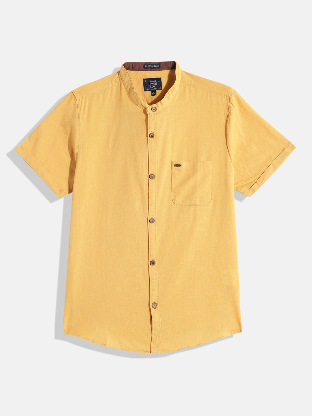 

Indian Terrain Boys Straight Regular Fit Solid Opaque Pure Cotton Casual Shirt, Yellow