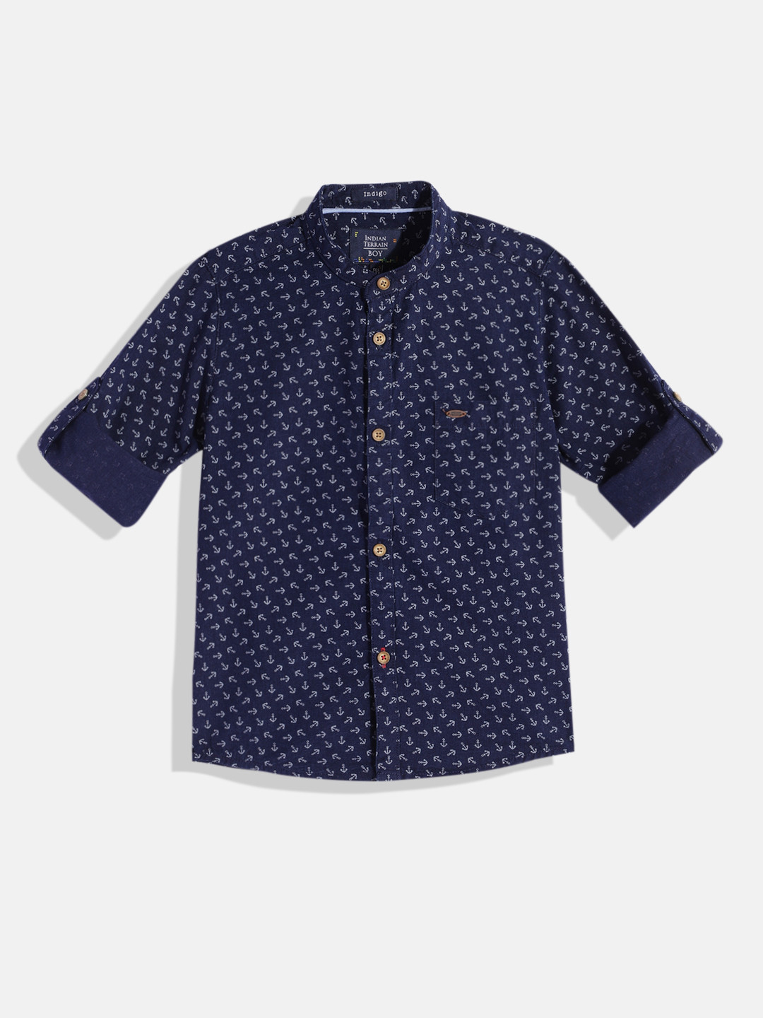 

Indian Terrain Boys Printed Pure Cotton Casual Shirt, Navy blue