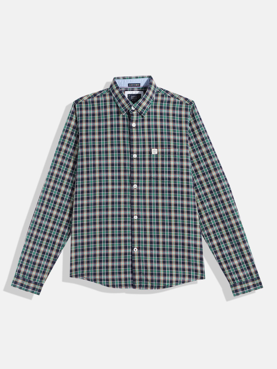 

Indian Terrain Boys Checked Pure Cotton Casual Shirt, Green