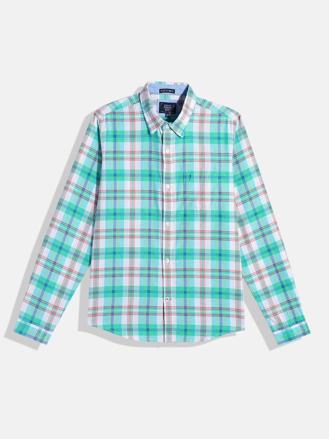 

Indian Terrain Boys Tartan Checked Pure Cotton Casual Shirt, Green