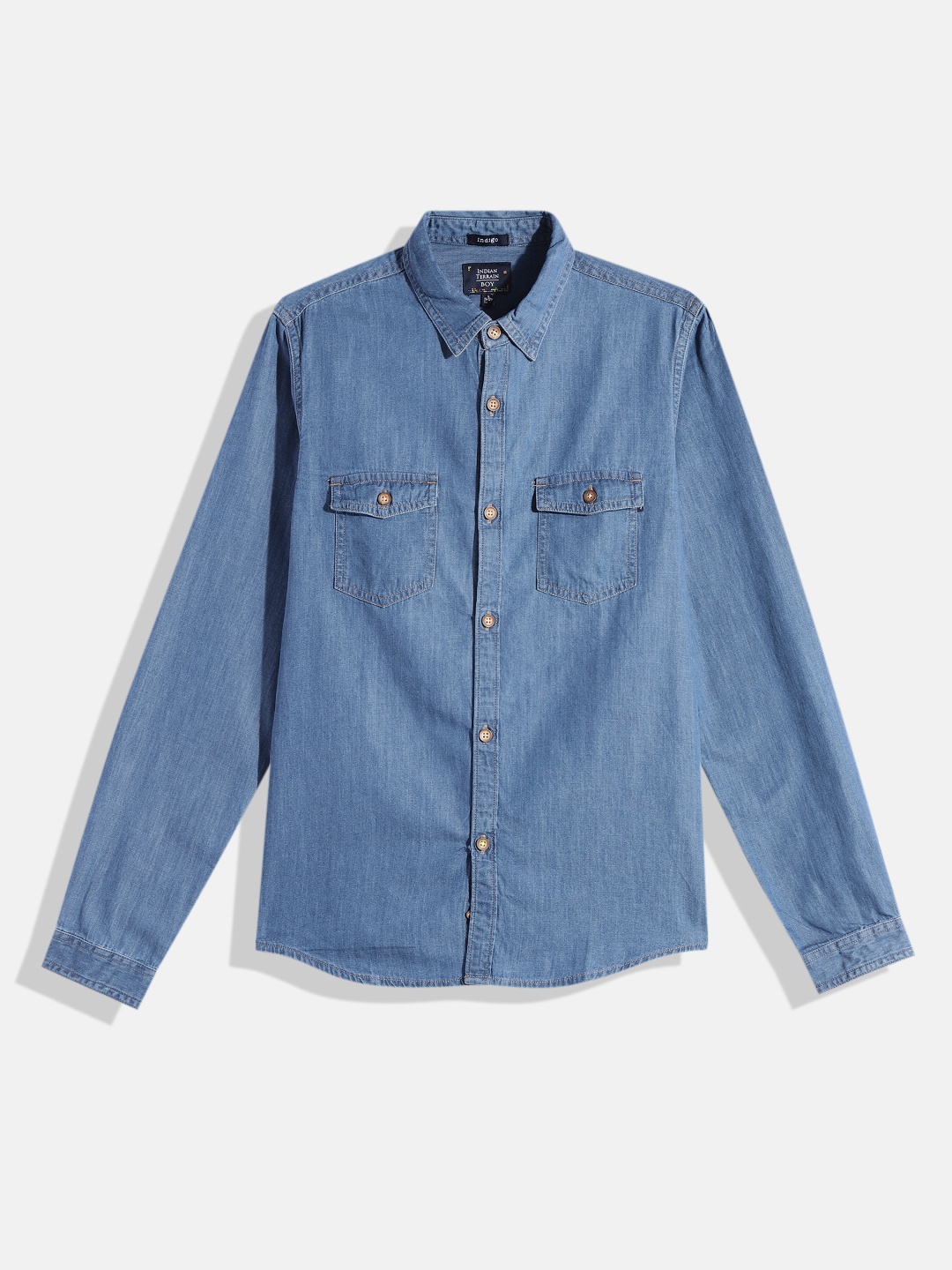 

Indian Terrain Boys Faded Denim Shirt, Blue