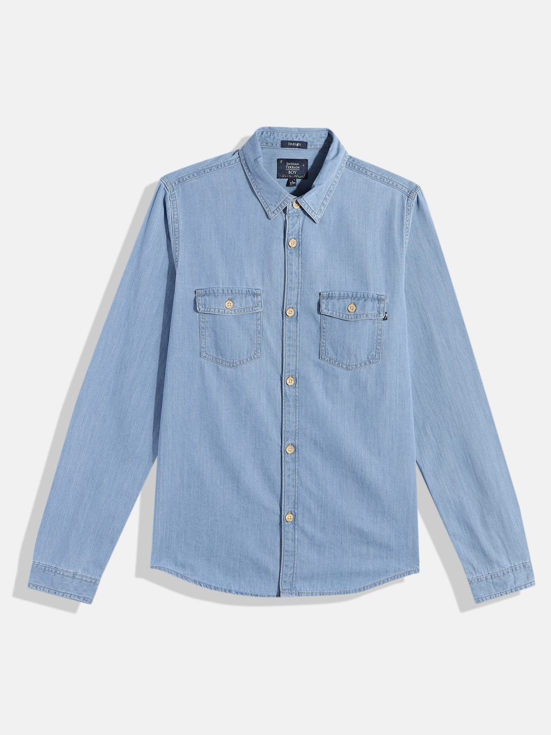 

Indian Terrain Boys Faded Denim Shirt, Blue