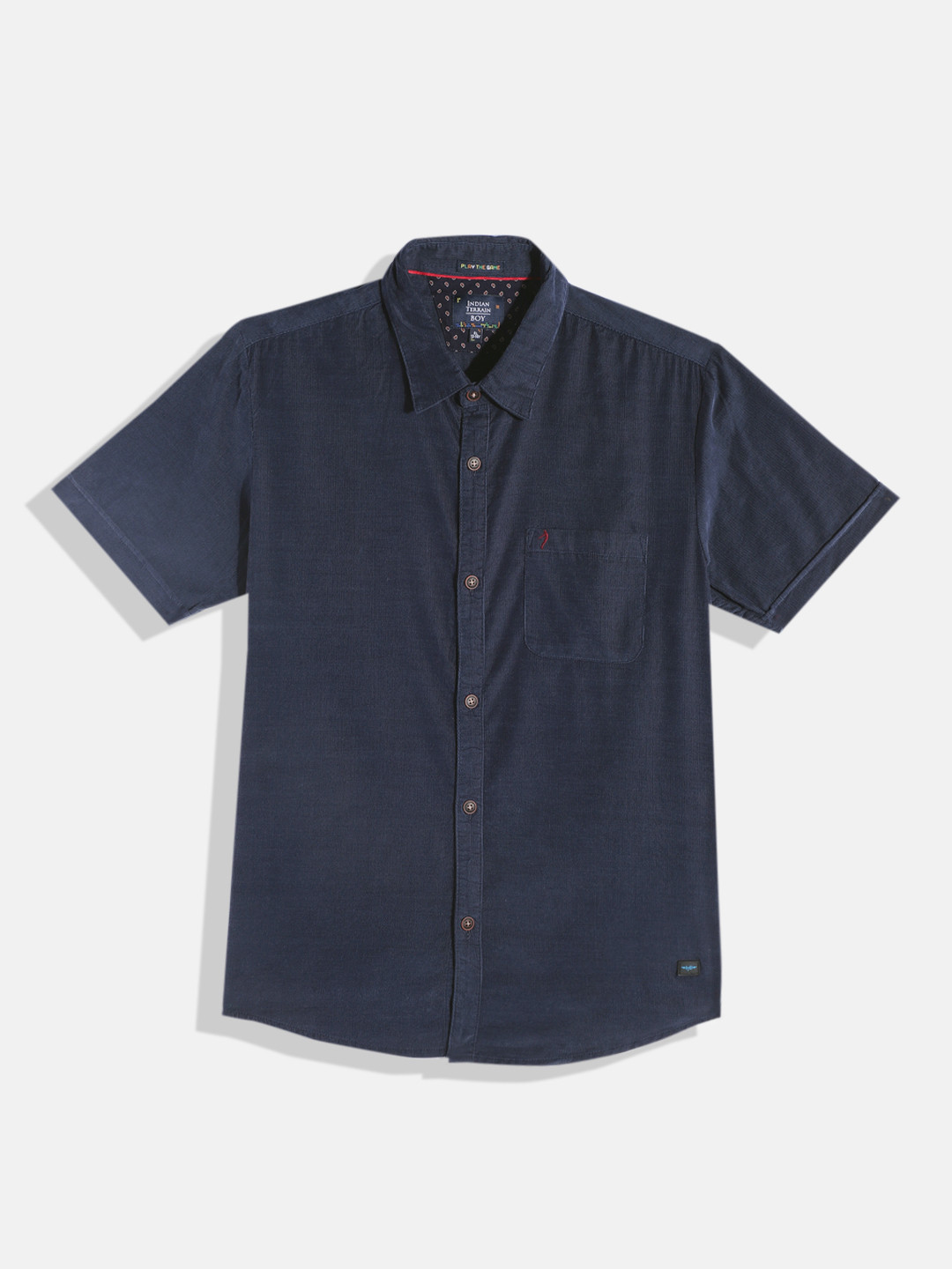 

Indian Terrain Boys Straight Opaque Corduroy Casual Shirt, Navy blue