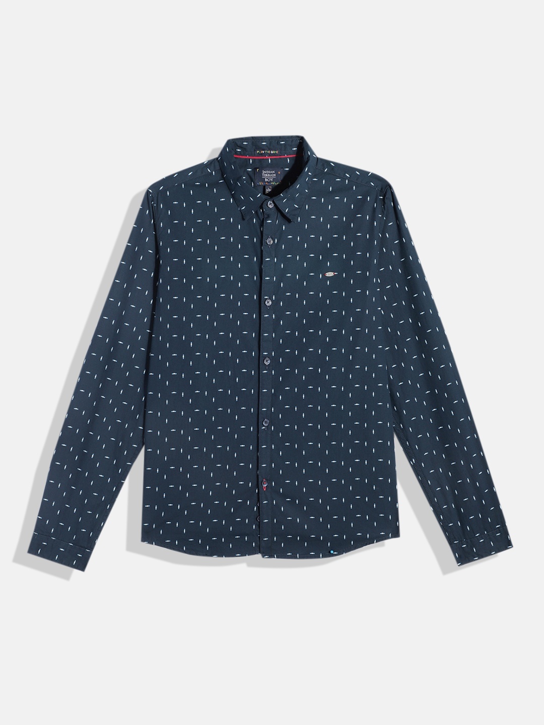 

Indian Terrain Boys Straight Printed Pure Cotton Casual Shirt, Blue