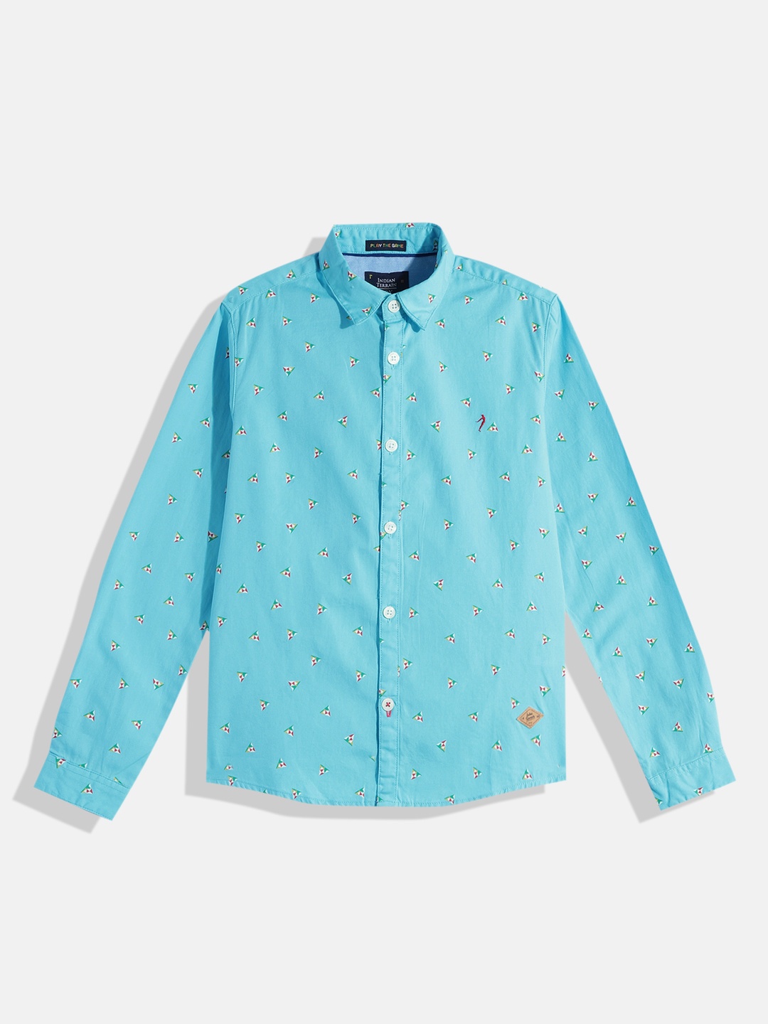 

Indian Terrain Boys Straight Printed Pure Cotton Casual Shirt, Blue