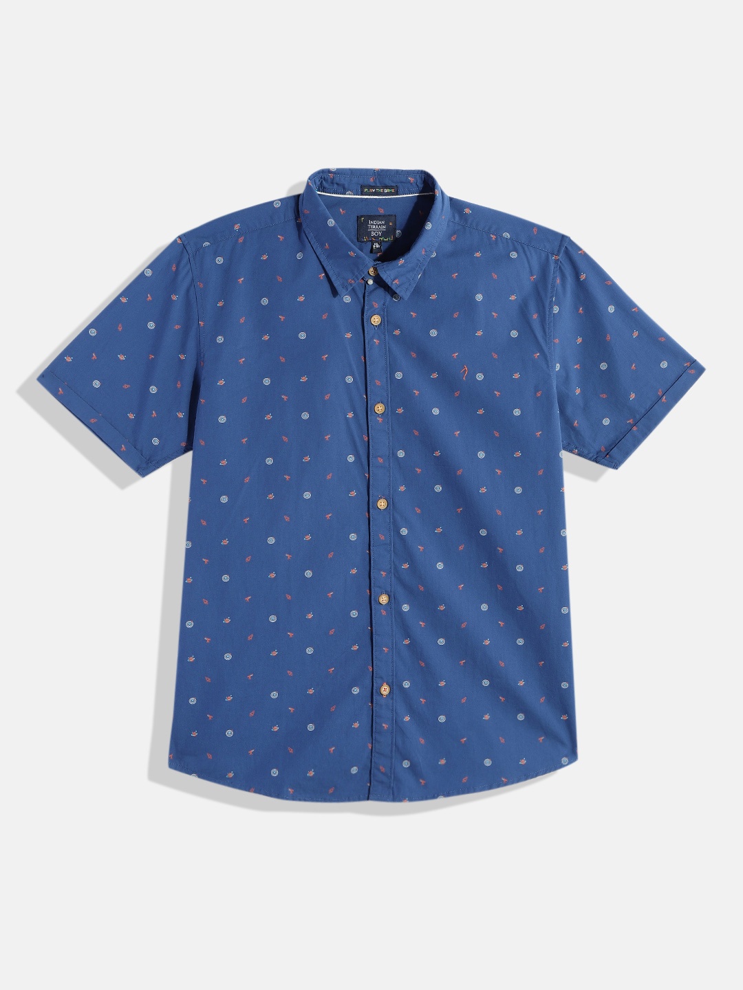 

Indian Terrain Boys Printed Pure Cotton Casual Shirt, Navy blue