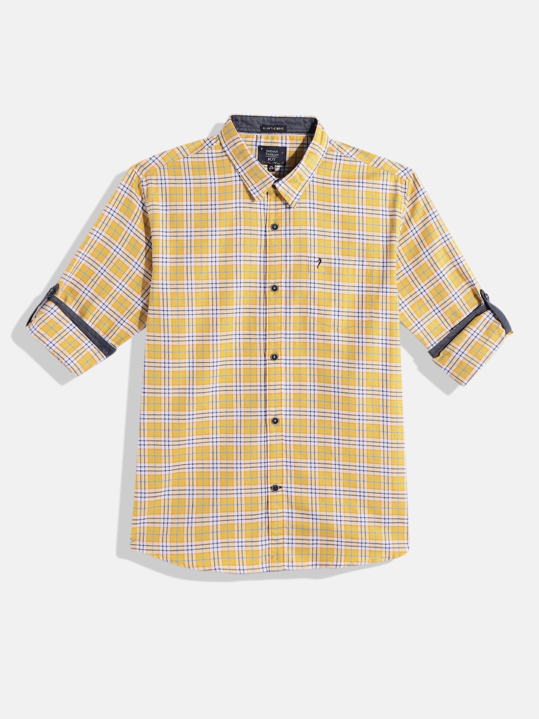 

Indian Terrain Boys Tartan Checked Pure Cotton Casual Shirt, Yellow