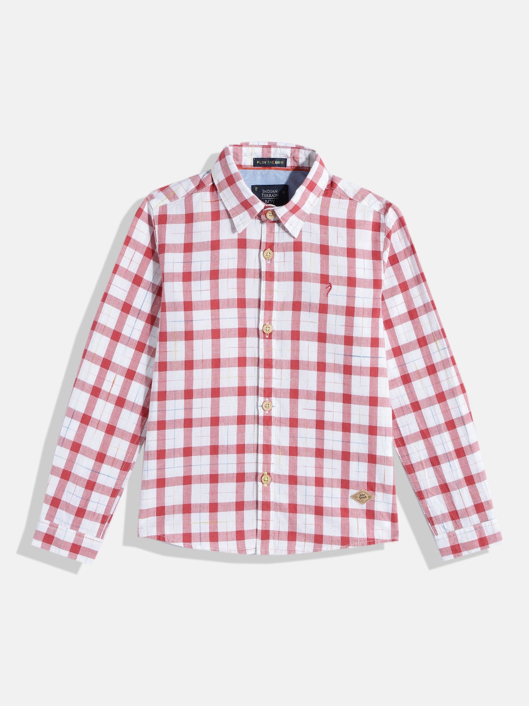 

Indian Terrain Boys Tartan Checked Pure Cotton Casual Shirt, Red