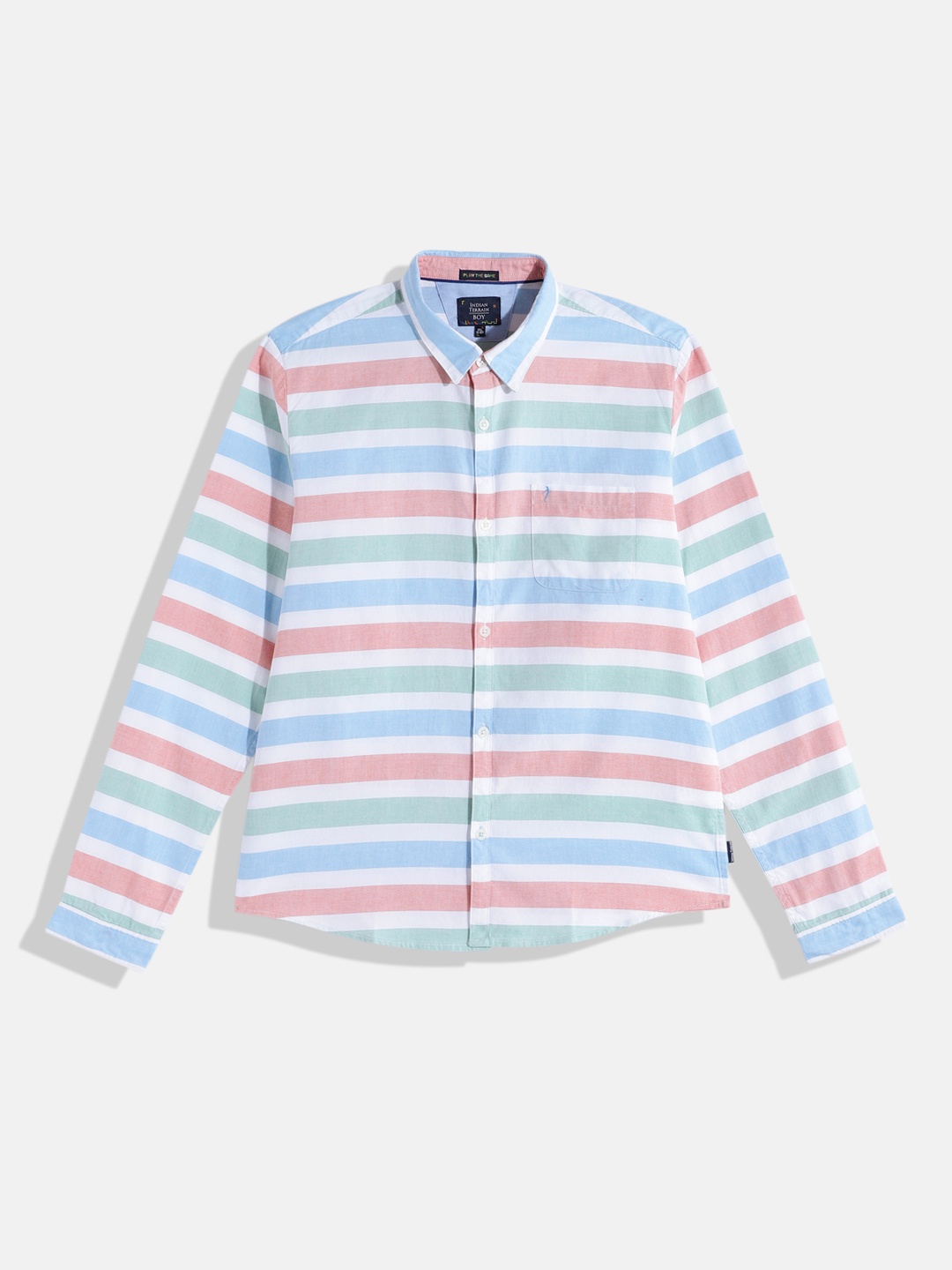 

Indian Terrain Boys Striped Pure Cotton Casual Shirt, Multi