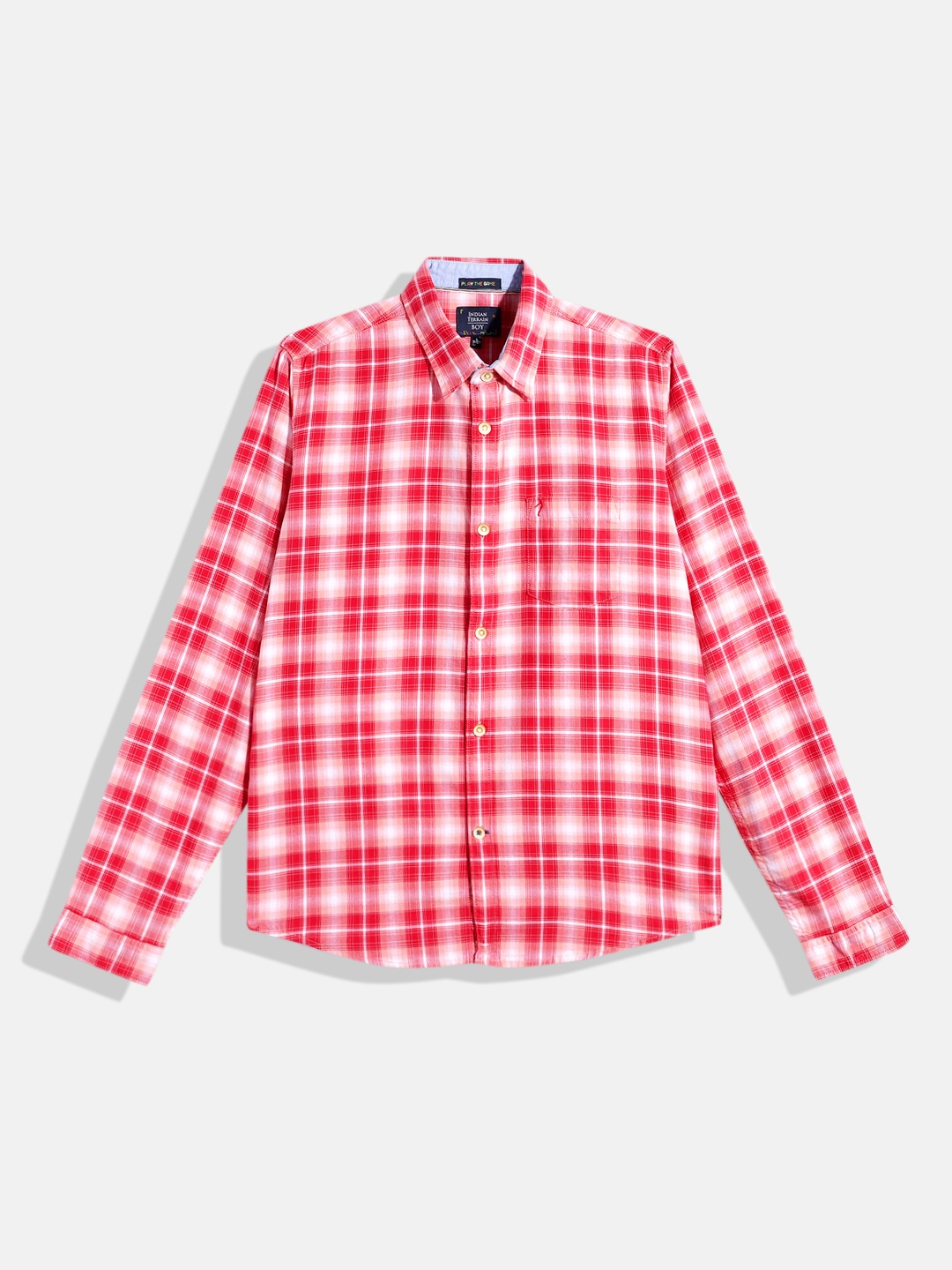 

Indian Terrain Boys Tartan Checked Pure Cotton Casual Shirt, Red
