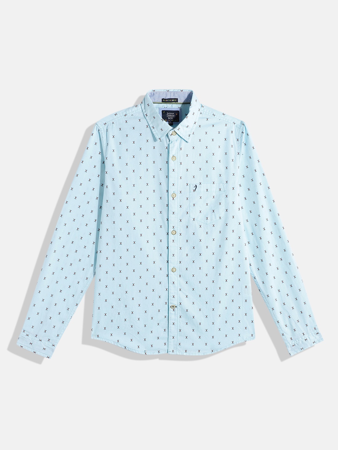 

Indian Terrain Boys Printed Pure Cotton Casual Shirt, Blue