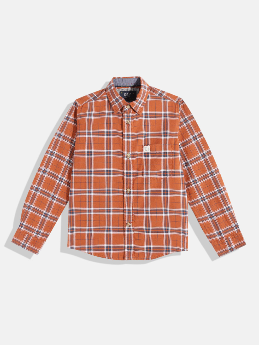 

Indian Terrain Boys Checked Pure Cotton Casual Shirt, Brown