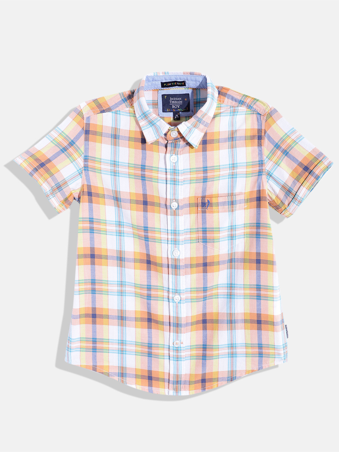

Indian Terrain Boys Straight Tartan Checked Pure Cotton Casual Shirt, White