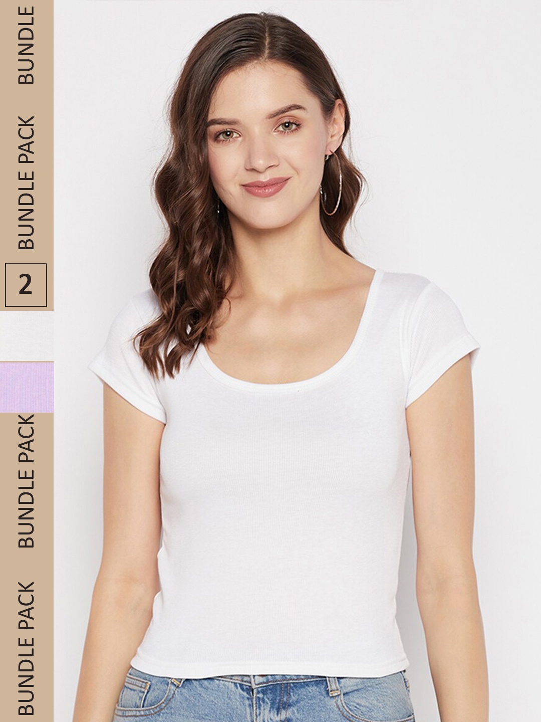 

Clora Creation Pack Of 2 Scoop Neck T-shirt, White